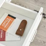 Bloco de Gavetas de Madeira Móvel para Arquivos no Escritório com 5 Rodas para Escritório Secretaria 40x49x58 cm Branco