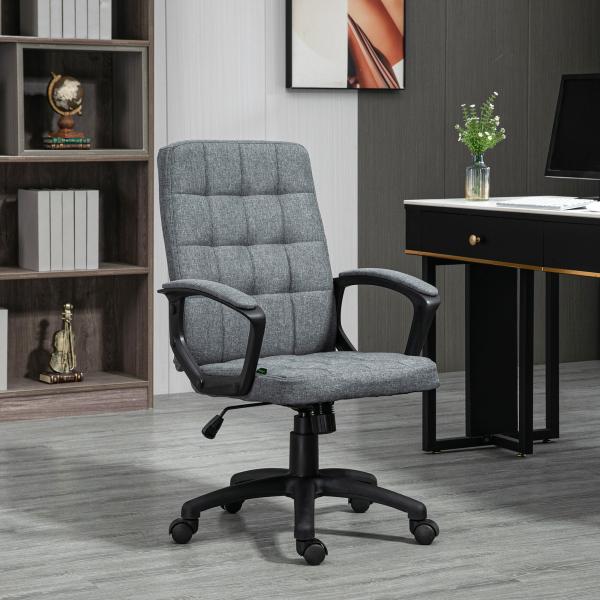 Cadeira de Escritório Giratória com Altura Ajustável e Apoio para os Braços Estilo Moderno 59x63x96 - 105,5 cm Cinza