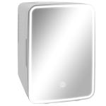 Mini Frigorífico para Cosméticos 10L 12V/240V para Arrefecer e Aquecer com Espelho de Luzes LED 23,5x28x34 cm Branco