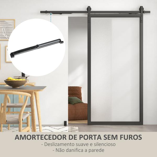 4FT/122CM Kit de Ferragens para Porta Deslizante Dobrável para 2 Portas com Trilho para Celeiro Preto