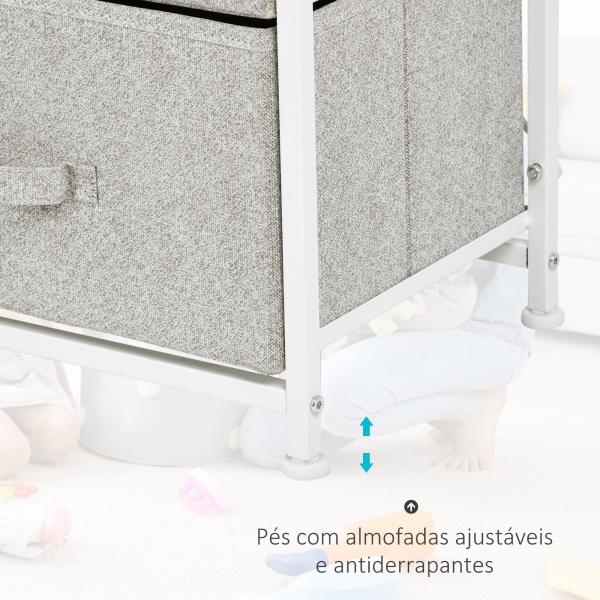Cómoda Organizador com 4 Gavetas de tecido para sala de estar quarto 45x30x92cm
