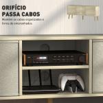 Móvel de TV para Televisores de até 50 Polegadas com 2 Gavetas de Tecido 2 Prateleiras Abertas 110x29x46,5 cm Madeira Clara e Bege