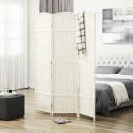 Separador de Ambientes de 3 Painéis Biombo Dobrável 135x180 cm Polipropileno Branco