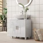 Móvel para Lavatório Pousar com 2 Portas de MDF 2 Prateleiras e Sistema Anti - Tombo para Casa de Banho 60x35x60 cm Branco