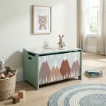 Baú de Brinquedos Organizador de Brinquedos para Crianças de 3 a 8 Anos com Estampado em Animaos 60x37x39 cm Verde
