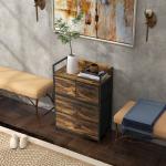 Cómoda de Quarto com 4 Gavetas Dobráveis Prateleira Aberta e Estrutura de Aço para Sala Entrada 60x29x85 cm Castanho Rústico