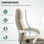 Cadeira de Escritório com Massagem Reclinável Aquecimento Apoio para Pés e Controlo Remoto 66x70x112 - 120 cm Bege