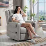 Poltrona Relax Reclinável Elétrica Giratória e Basculante com Apoio para os Pés Ajustável Controlo Remoto 86x89x99 cm Cinzento Claro