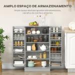 Armário de Cozinha Armário Despensa Cozinha com 2 Portas e 16 Prateleiras Armário Moderno 60x30x104 cm Cinzento