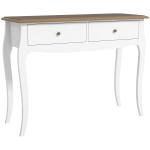 Mesa Consola Consola de Entrada com 2 Gavetas Estilo Francês 100x35x76,5 cm Branco e Marrom Escuro