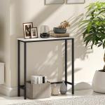 Mesa Consola Moderna Consola Estreita com Superfície com Efeito Mármore e Estrutura de Metal 75x24x76 cm Branco e Preto