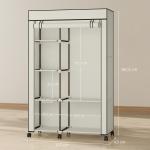 Roupeiro de Tecido Dobrável com 6 Prateleiras 1 Barra de Pendurar e Rodas para Dormitório Vestidor 103x43x162,5 cm Creme