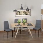 Conjunto de 4 Cadeiras de Sala de Jantar Estofadas em Linho e Pés de Metal para Cozinha Carga Máxima 120kg 41x50x97cm Cinza