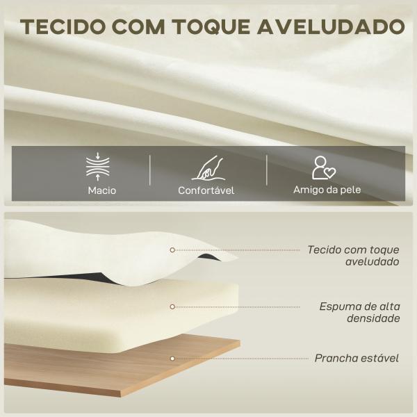 Poltrona de Sala Estofada em Veludo Acolchoamento Espesso Assento Amplo Apoio de Braços Almofada 81x77x81 cm Creme