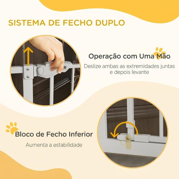 Barreira de Segurança Ajustável com Portinhola, Fecho Automático e Bloqueio Duplo, 74 - 80x104,1 cm, Branca