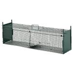 Armadilha com 2 portas para animais vivos Gaiola de captura de metal com alça 100x25x28 cm Verde escuro