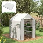 Cobertura de Substituição para Estufa 140x143x190 cm com Janela Porta Anti - UV Proteção de Plantas para Jardim Branco