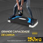 Step para Exercício Aeróbico Plataforma Step com Altura Ajustável em 3 Níveis com Carga Máxima 150kg para Exercício em Academia Casa 80x31x10 - 20cm Azul