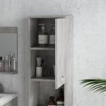 Conjunto de Móveis Casa de Banho 3 Peças com Espelho Móvel com Lavatório Cerâmico e Coluna de Casa de Banho Cinza