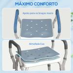 Banco de Duche com Altura Ajustável Banco de Duche de Alumínio Antiderrapante para Idosos e Descapacitados 52x45x57 - 69 cm Azul