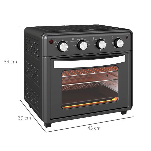 Mini Forno Elétrico 30L 1600W Mini Forno de Convecção com 7 Modos Temporizador e Temperatura Ajustável 43x39x39 cm Preto