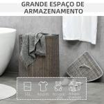 Cesto de Roupa de Bambu Capacidade de 55L Cesto para Roupa Suja com Tampa e Bolsa Amovível 38x38x57 cm Cinza