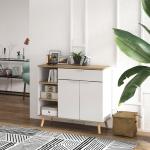 Aparador Branco para Sala de Estar com 1 Gaveta 2 Portas de Fechamento Suave e Prateleiras Ajustáveis 95x35x85 cm Madeira
