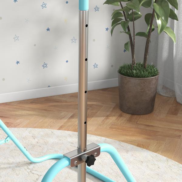 Barra de Ginástica para Crianças Dobrável com Altura Ajustável para Treino em Casa 154x106,2x88,5 - 128,5 cm Azul Celeste