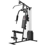 Máquina de Musculação com Pesos Ajustáveis de 45 kg, Press de Peito e Pernas, Polia, 135x103x200 cm, Preto