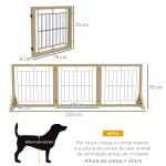 Barreira para Cães de Madeira Dobrável com 3 Painéis e Pés de Apoio Triangulares 210x44x70 cm Madeira