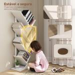 Estante em Forma de Árvore de 7 Níveis Estante de Livros com 7 Prateleiras e Estrutura de Aço 50x24x109 cm Branco