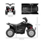 Quadriciclo Elétrico HONDA para Crianças Bateria 6V com Faróis LED Buzina Velocidade de 2,8km/h 65,5x35,5x43,5 cm Branco e Preto