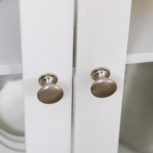 Aparador de Cozinha Moderno Móvel Buffet Auxiliar com Gaveta Prateleira Ajustável e 2 Portas de Vidro 80x40x90 cm Branco e Madeira
