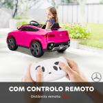 Carro Elétrico para Crianças 12V Controlo Remoto Motor Duplo MP3 Passeio Mercedes - Benz GLC Coupé 105x68x50 cm Rosa