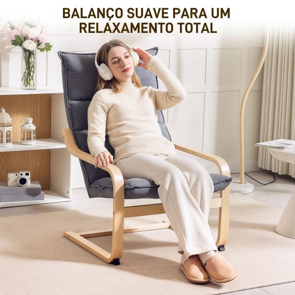 Poltrona de Sala de Estar Moderna com Encosto Alto Apoio para os Braços e Pés de Madeira Estofada em Veludo 67x83x105 cm Cinzento