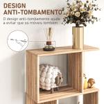 Estante para Livros Estante Alta de Parede com 5 Níveis em Forma de S Desenho Moderno 60x24x184,5 cm Madeira