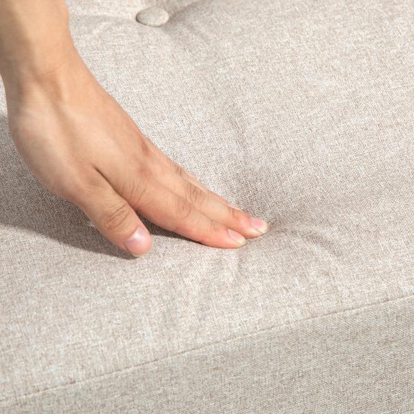 Sofá - Cama Individual Dobrável Estofado em Linho com Encosto Ajustável 5 Posições e 1 Almofada Bege