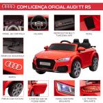 Carro Elétrico Audi TT para Crianças acima de 3 Anos com Controlo Remoto Música e Luzes Bateria 12V 102x60x44 cm Vermelho