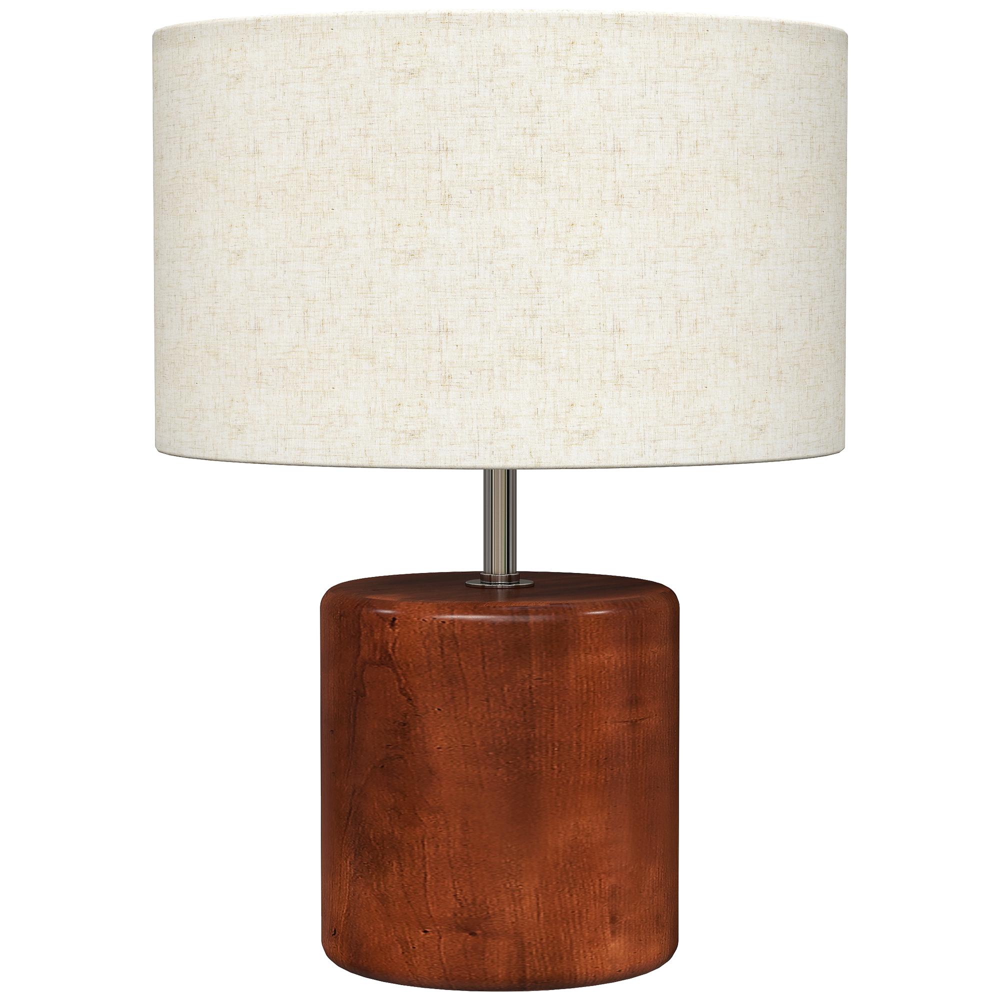 Candeeiro de Mesa Rústico com Base de Madeira Ecrã de Linho Interruptor Basculante E27 40W Ø20x27 cm Madeira e Bege