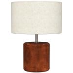 Candeeiro de Mesa Rústico com Base de Madeira Ecrã de Linho Interruptor Basculante E27 40W Ø20x27 cm Madeira e Bege