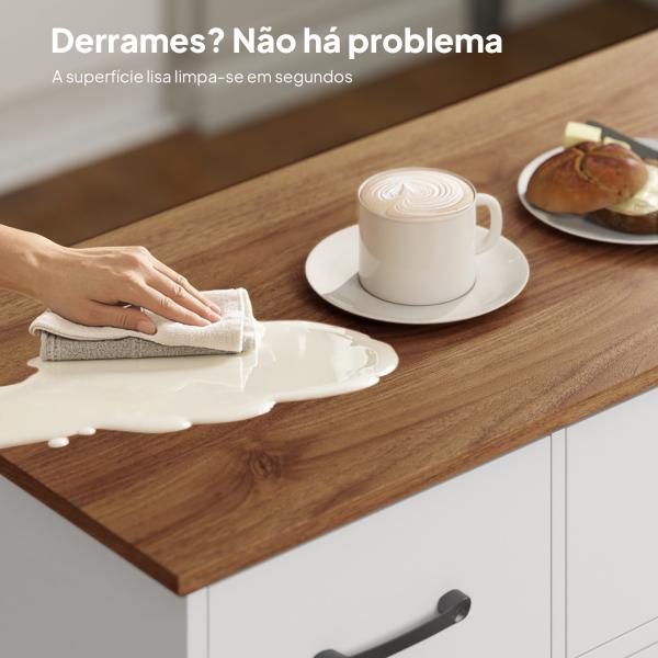 Aparador de Cozinha Rústico 4 Prateleiras de Porta Prateleiras Ajustáveis 3 Gavetas 120x38x87 cm Branco e Nogueira