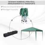 Tenda Dobrável 295x295x255 cm com Bolsa de Transporte Altura Ajustável Anti - UV para Terraço Pátio Verde
