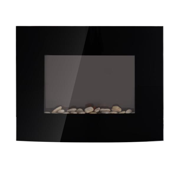 Lareira Elétrica de Parede Potência 900/1800W Controlo Remoto Efeito de Chama Realista em 7 Cores 65x11,4x52cm Preto