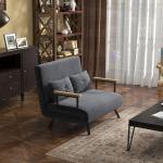 Sofá Cama Sofá Convertível em Cama de 2 Lugares Dobrável com Encosto Ajustável em 5 Níveis e 2 Almofadas 102x73x81 cm Cinza