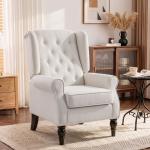 Poltrona de Sala de Estar Poltrona Moderna para Dormitório com Pés de Madeira Poltrona Individual 74x86x102 cm Creme