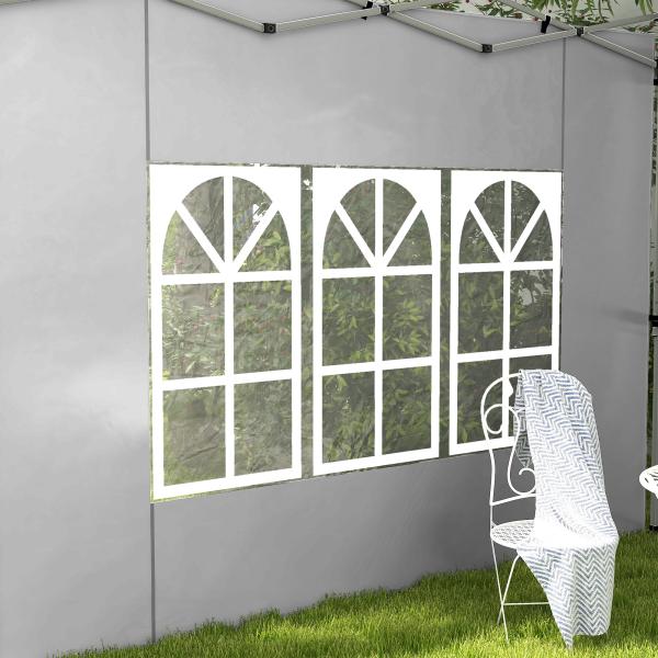 2 Paredes Laterais para Tenda de 3x3 / 3x4 m 295x195 cm Parede de Substituição de Tecido Oxford para Tendas Dobráveis Cinzento Claro