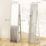 Joalheiro de Pé Armário para Joias com 6 Luzes LED Fechadura Prateleiras Suportes para Anéis 38x38x157 cm Branco e Bege