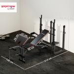 Banco de Musculação Dobrável Banco Multifunções com Suportes para Barras e Encosto Ajustável para Treino Completo de Corpo Preto