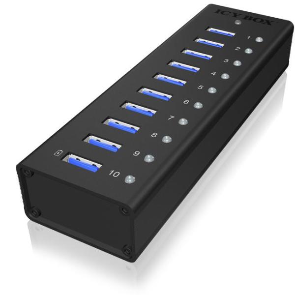 Hub USB B 3.2 - 10x USB A 3.2 (Preto) - RAIDSONIC
