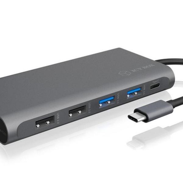 Hub USB C 12 em 1 (Cinzento) - RAIDSONIC